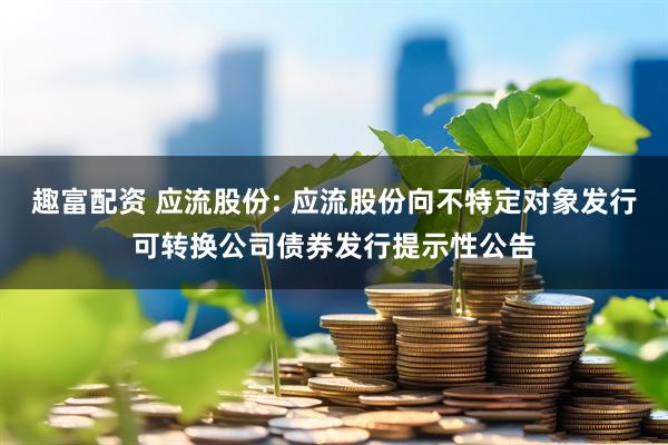 趣富配资 应流股份: 应流股份向不特定对象发行可转换公司债券发行提示性公告